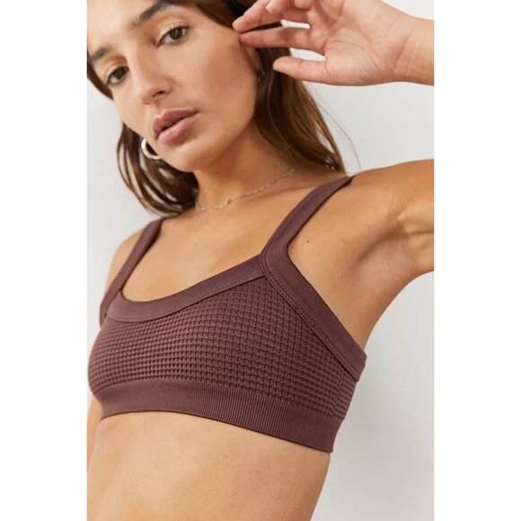 Urban Outfitters Out From Under Waffle Knit Bralette in Burgundy - Picture 2 of 5